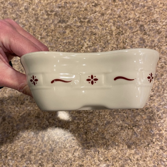 Longaberger Small Heart Vitrified Pottery Dish Red and Ivory - Picture 11 of 17